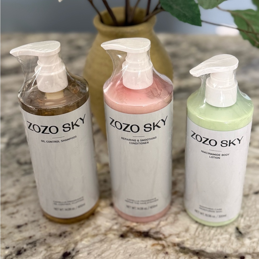 Zozo Sky Hair & Body Care Bundle Shampoo, Conditioner, Body Lotion
New Sealed